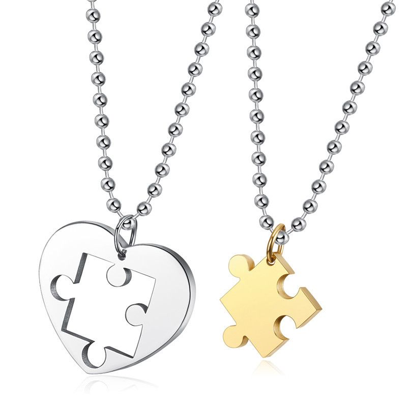 Fashion Classic Heart Puzzle Wholesale Stainless Steel Couple Necklace Pendant | EaseWholesale 1 Fashion Classic Heart Puzzle Wholesale Stainless Steel Couple Necklace Pendant | EaseWholesale 1