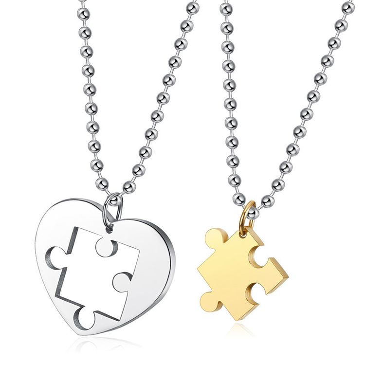 Fashion Classic Heart Puzzle Wholesale Stainless Steel Couple Necklace Pendant | EaseWholesale