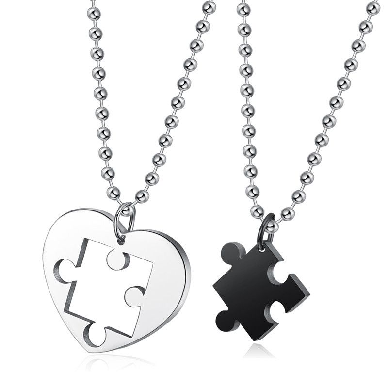 Fashion Classic Heart Puzzle Wholesale Stainless Steel Couple Necklace Pendant | EaseWholesale 2 Fashion Classic Heart Puzzle Wholesale Stainless Steel Couple Necklace Pendant | EaseWholesale 2