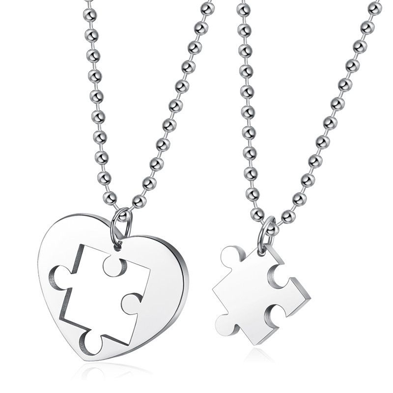 Fashion Classic Heart Puzzle Wholesale Stainless Steel Couple Necklace Pendant | EaseWholesale 3 Fashion Classic Heart Puzzle Wholesale Stainless Steel Couple Necklace Pendant | EaseWholesale 3