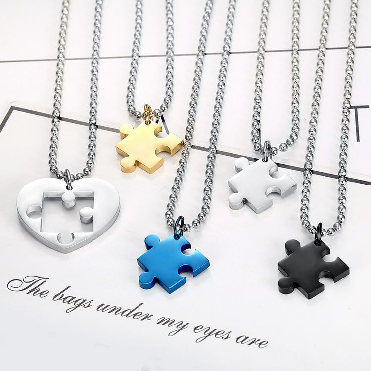 Fashion Classic Heart Puzzle Wholesale Stainless Steel Couple Necklace Pendant | EaseWholesale 4 Fashion Classic Heart Puzzle Wholesale Stainless Steel Couple Necklace Pendant | EaseWholesale 4