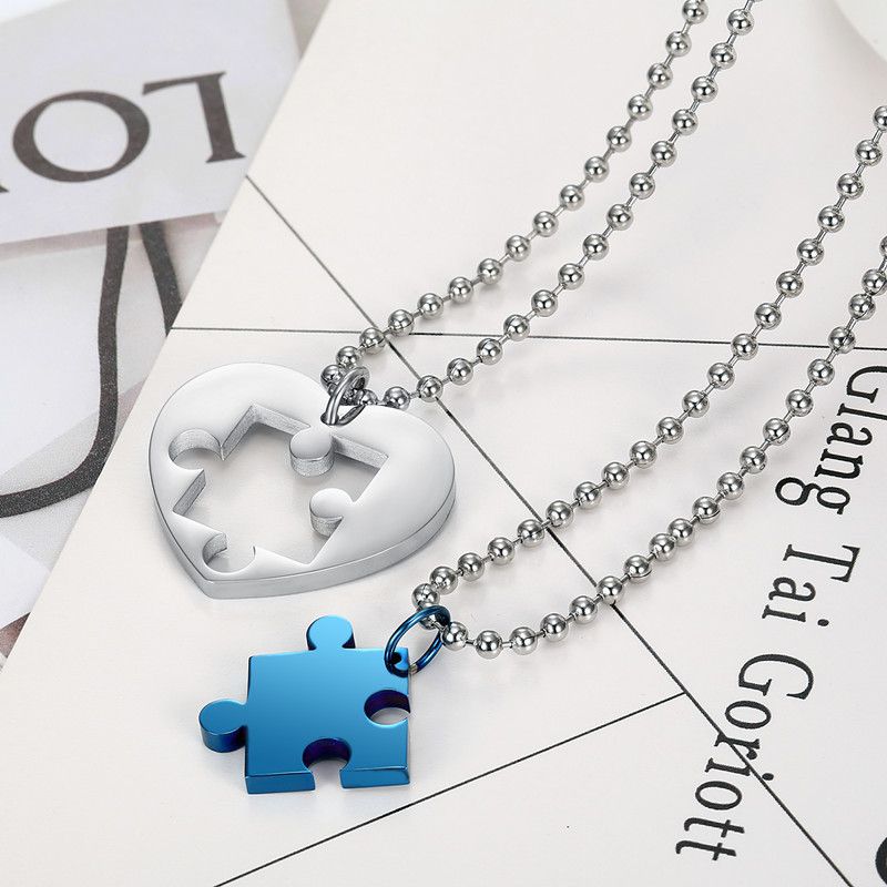 Fashion Classic Heart Puzzle Wholesale Stainless Steel Couple Necklace Pendant | EaseWholesale 5 Fashion Classic Heart Puzzle Wholesale Stainless Steel Couple Necklace Pendant | EaseWholesale 5