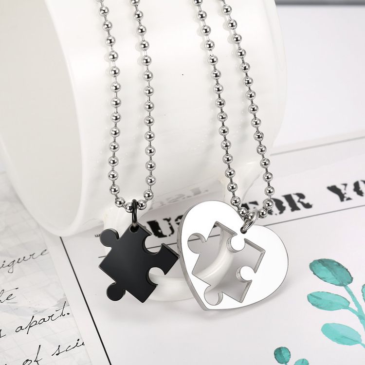 Fashion Classic Heart Puzzle Wholesale Stainless Steel Couple Necklace Pendant | EaseWholesale 6 Fashion Classic Heart Puzzle Wholesale Stainless Steel Couple Necklace Pendant | EaseWholesale 6