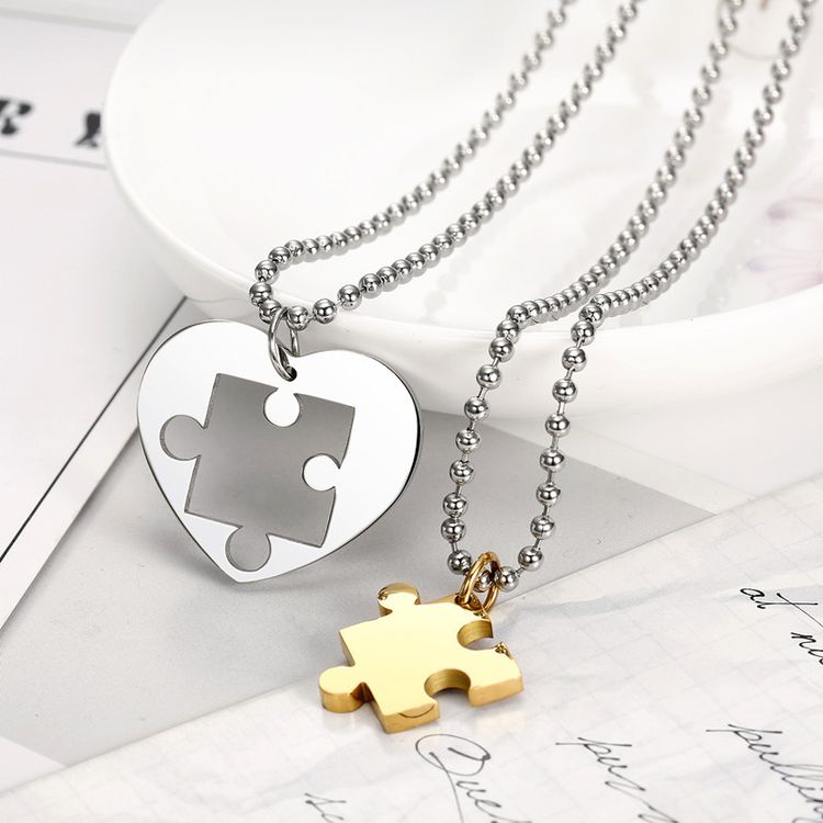 Fashion Classic Heart Puzzle Wholesale Stainless Steel Couple Necklace Pendant | EaseWholesale 7 Fashion Classic Heart Puzzle Wholesale Stainless Steel Couple Necklace Pendant | EaseWholesale 7