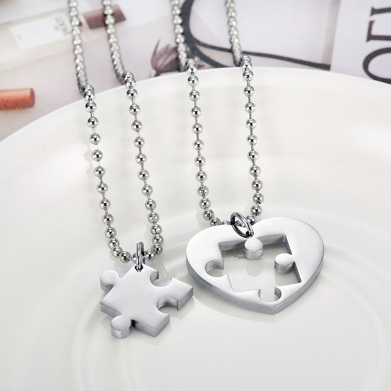 Fashion Classic Heart Puzzle Wholesale Stainless Steel Couple Necklace Pendant | EaseWholesale 8 Fashion Classic Heart Puzzle Wholesale Stainless Steel Couple Necklace Pendant | EaseWholesale 8