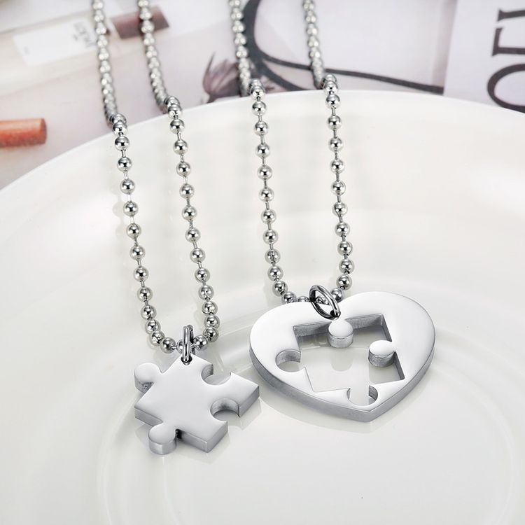 Fashion Classic Heart Puzzle Wholesale Stainless Steel Couple Necklace Pendant | EaseWholesale 8 Fashion Classic Heart Puzzle Wholesale Stainless Steel Couple Necklace Pendant | EaseWholesale 8