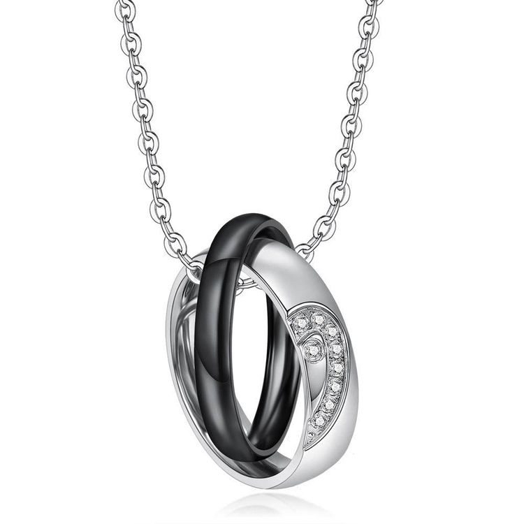 Fashion Heart Love CZ Jigsaw Titanium Couple Necklace | EaseWholesale 2 Fashion Heart Love CZ Jigsaw Titanium Couple Necklace | EaseWholesale 2