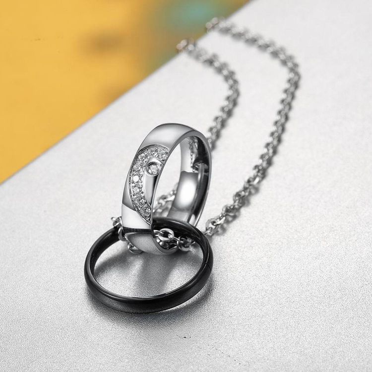 Fashion Heart Love CZ Jigsaw Titanium Couple Necklace | EaseWholesale 4 Fashion Heart Love CZ Jigsaw Titanium Couple Necklace | EaseWholesale 4