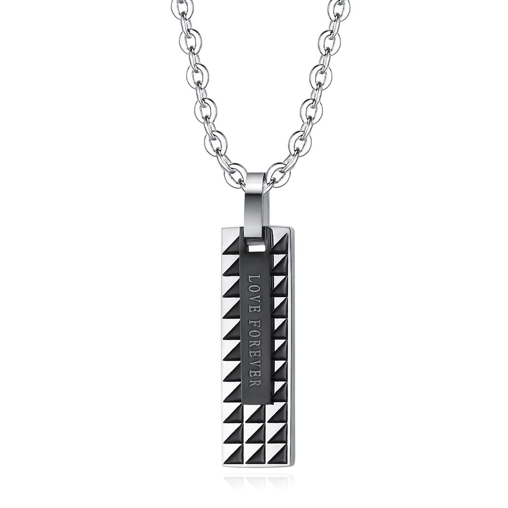 Sweet Style Wholesale Couple Rectangle Titanium Pendant Necklace Fine Hip Hop | EaseWholesale 4