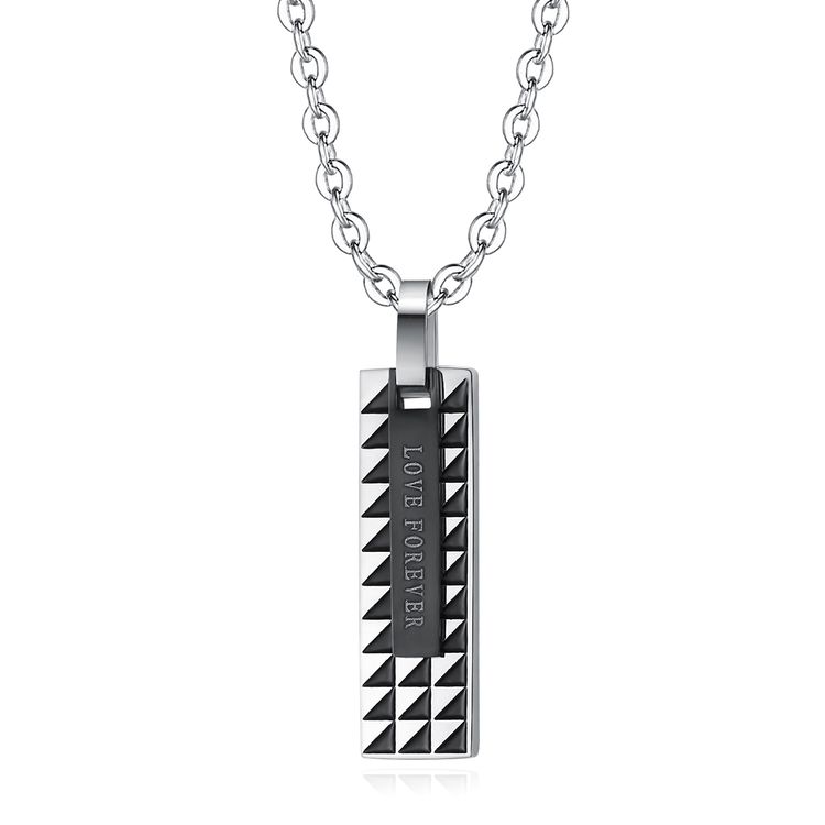 Sweet Style Wholesale Couple Rectangle Titanium Pendant Necklace Fine Hip Hop | EaseWholesale 4