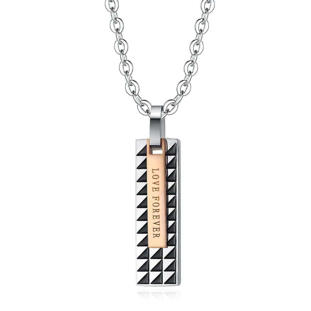 Sweet Style Wholesale Couple Rectangle Titanium Pendant Necklace Fine Hip Hop | EaseWholesale 5