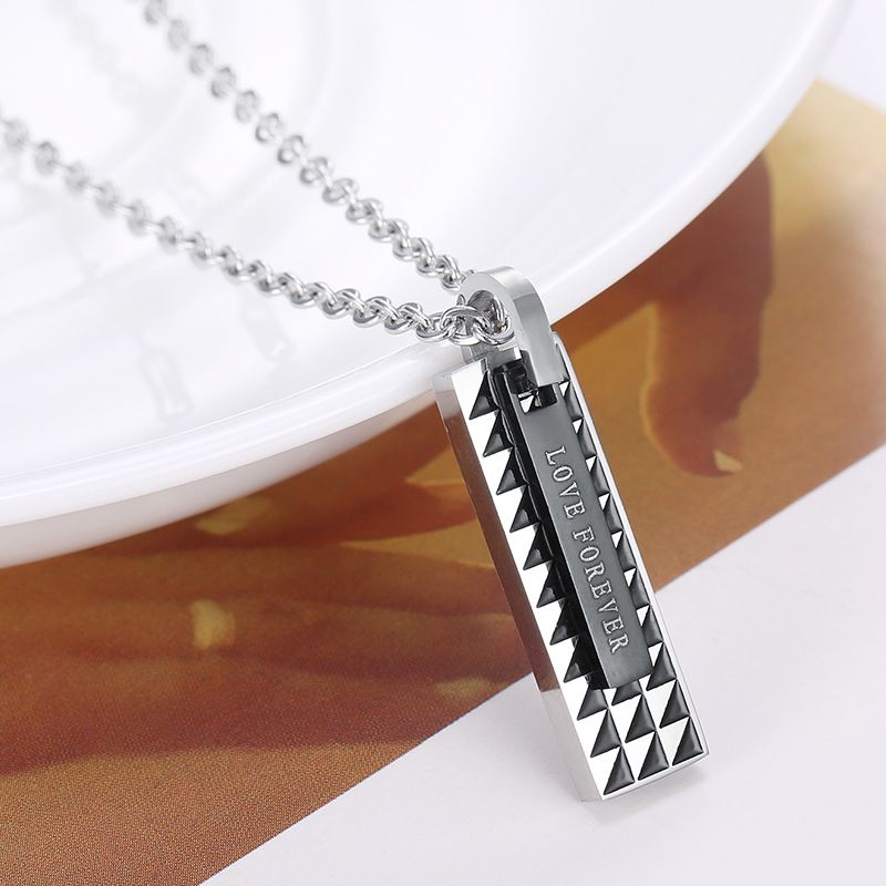 Sweet Style Wholesale Couple Rectangle Titanium Pendant Necklace Fine Hip Hop | EaseWholesale 6