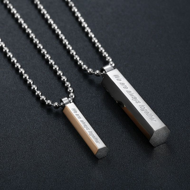 Trendy Sweet Titanium Steel Cylindrical Couple Pendant Necklace | EaseWholesale 1 Trendy Sweet Titanium Steel Cylindrical Couple Pendant Necklace | EaseWholesale 1