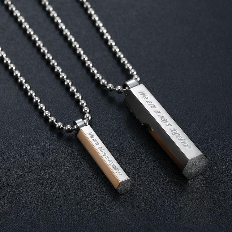 Trendy Sweet Titanium Steel Cylindrical Couple Pendant Necklace | EaseWholesale