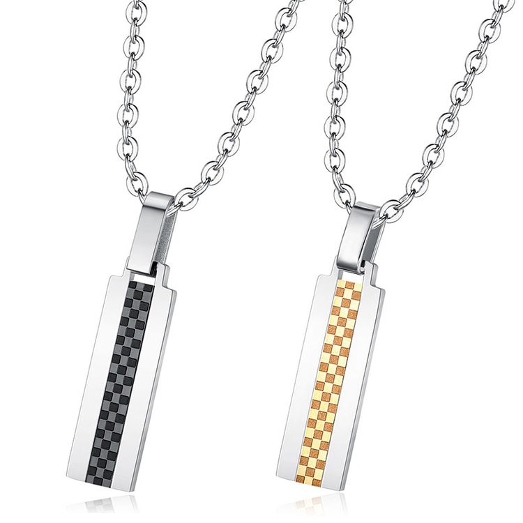 Punk Titanium Square Couple Fashion Necklace Wholesale | EaseWholesale