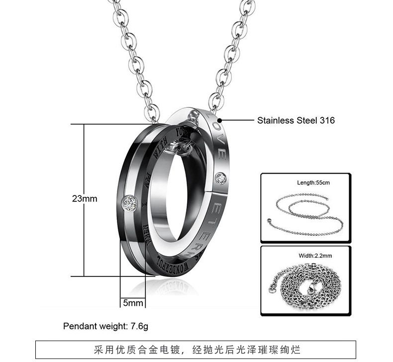 New Trend Drilling Pendant Titanium Steel Couple Necklace Wholesale | EaseWholesale 7 New Trend Drilling Pendant Titanium Steel Couple Necklace Wholesale | EaseWholesale 7
