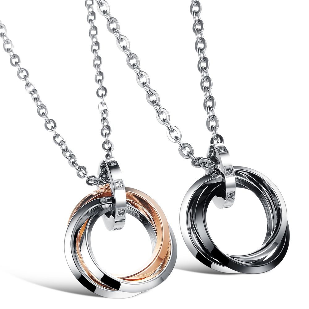 New Fashion Ring-shaped CZ pendant couple titanium steel necklace | EaseWholesale 0 New Fashion Ring-shaped CZ pendant couple titanium steel necklace | EaseWholesale 0