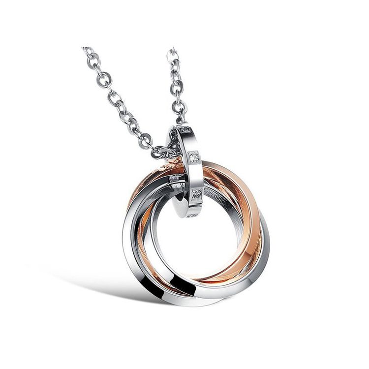 New Fashion Ring-shaped CZ pendant couple titanium steel necklace | EaseWholesale 2 New Fashion Ring-shaped CZ pendant couple titanium steel necklace | EaseWholesale 2