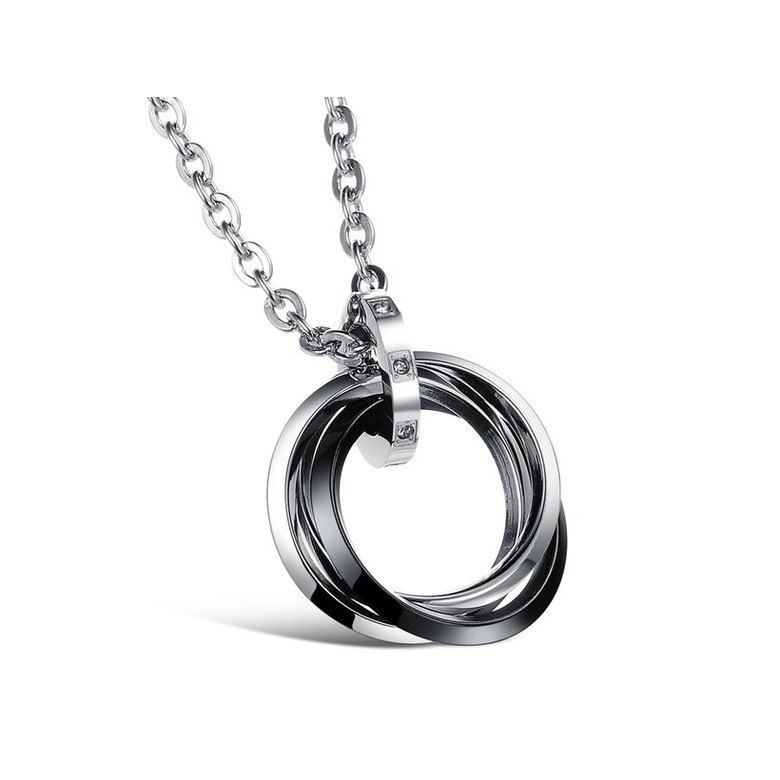 New Fashion Ring-shaped CZ pendant couple titanium steel necklace | EaseWholesale 3 New Fashion Ring-shaped CZ pendant couple titanium steel necklace | EaseWholesale 3
