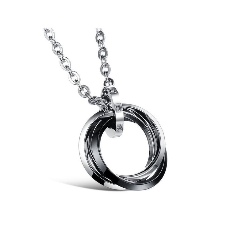 New Fashion Ring-shaped CZ pendant couple titanium steel necklace | EaseWholesale 3 New Fashion Ring-shaped CZ pendant couple titanium steel necklace | EaseWholesale 3