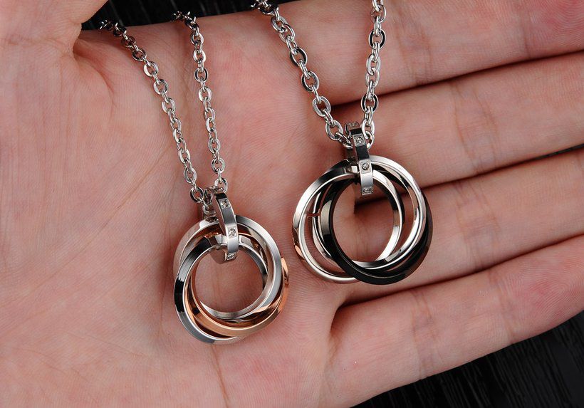 New Fashion Ring-shaped CZ pendant couple titanium steel necklace | EaseWholesale 7 New Fashion Ring-shaped CZ pendant couple titanium steel necklace | EaseWholesale 7