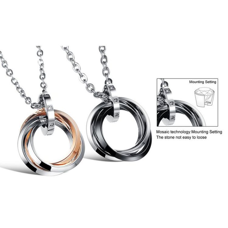 New Fashion Ring-shaped CZ pendant couple titanium steel necklace | EaseWholesale 8 New Fashion Ring-shaped CZ pendant couple titanium steel necklace | EaseWholesale 8