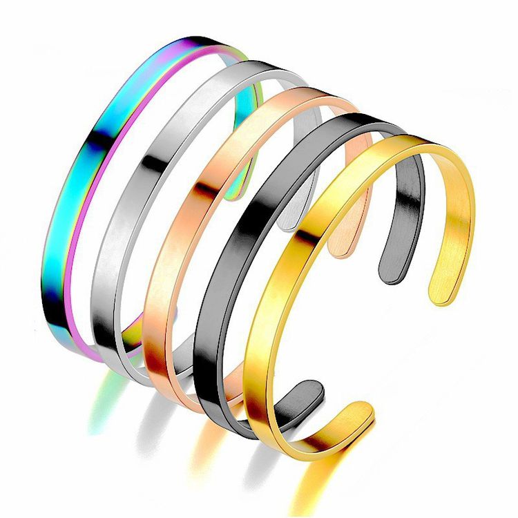 Fashion Titanium Stainless Steel C-shaped 6mm Bracelet | EaseWholesale