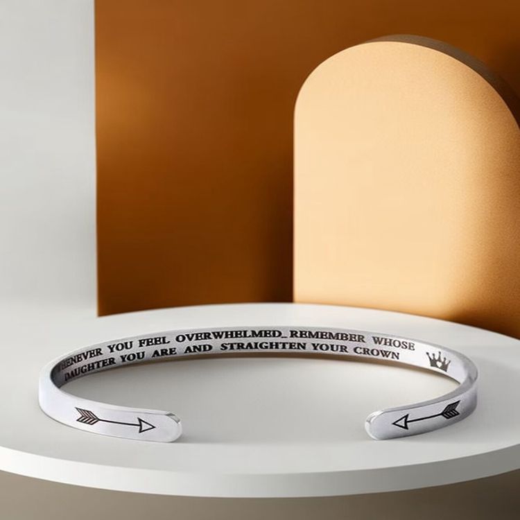 Inspirational WHOSE DAUGHTER MOTHER Titanium Stainless Steel Bracelet | EaseWholesale 3