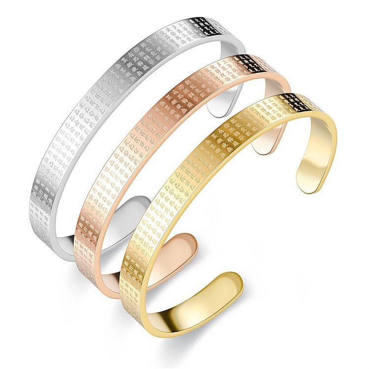 The Heart Sutra of the Great Compassionate Dharani Stainless Steel Bracelet | EaseWholesale