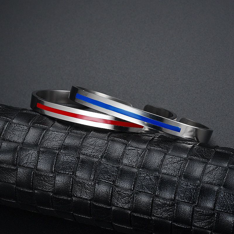 C-Shape 316L Titanium Steel Red and Blue Bar Couple's Bracelet | EaseWholesale 1 C-Shape 316L Titanium Steel Red and Blue Bar Couple's Bracelet | EaseWholesale 1