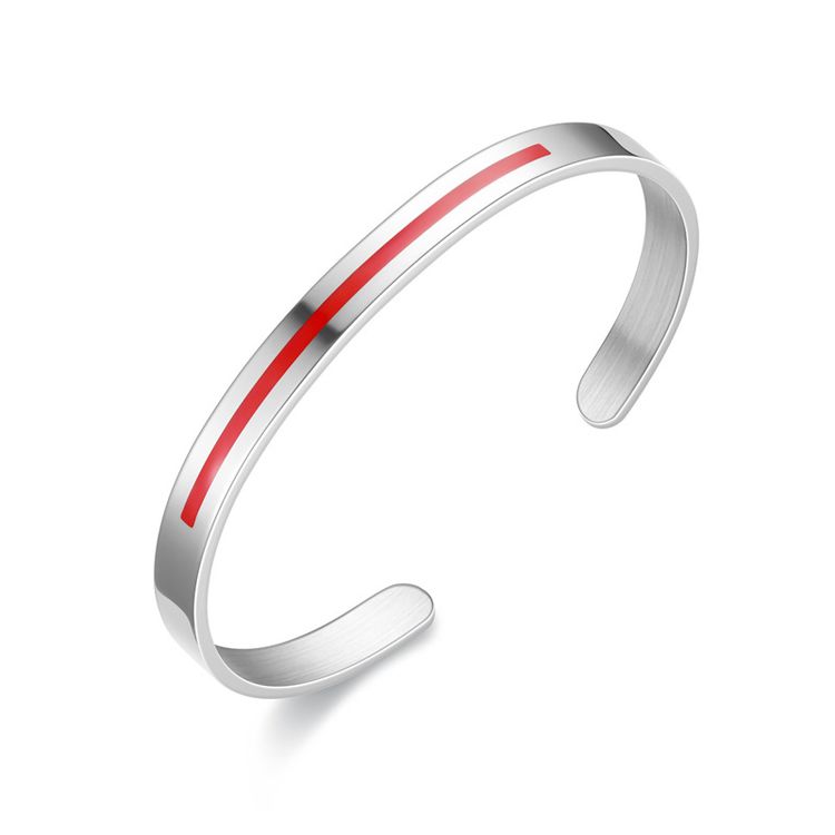 C-Shape 316L Titanium Steel Red and Blue Bar Couple's Bracelet | EaseWholesale 4 C-Shape 316L Titanium Steel Red and Blue Bar Couple's Bracelet | EaseWholesale 4