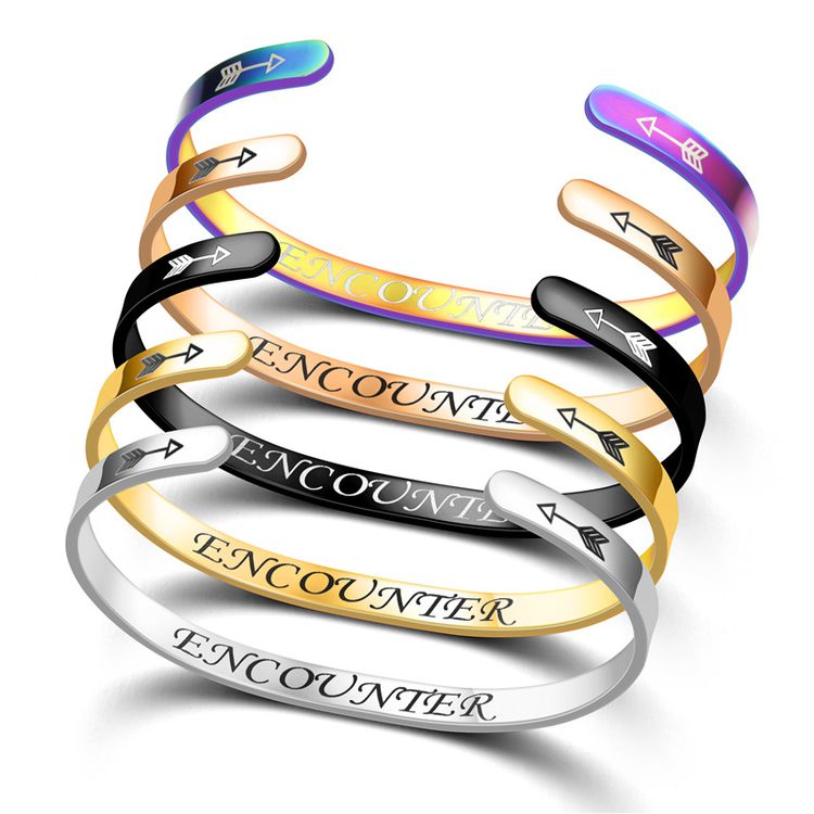 Titanium Steel C-shaped Encounter opening Adjustable Bracelet | EaseWholesale