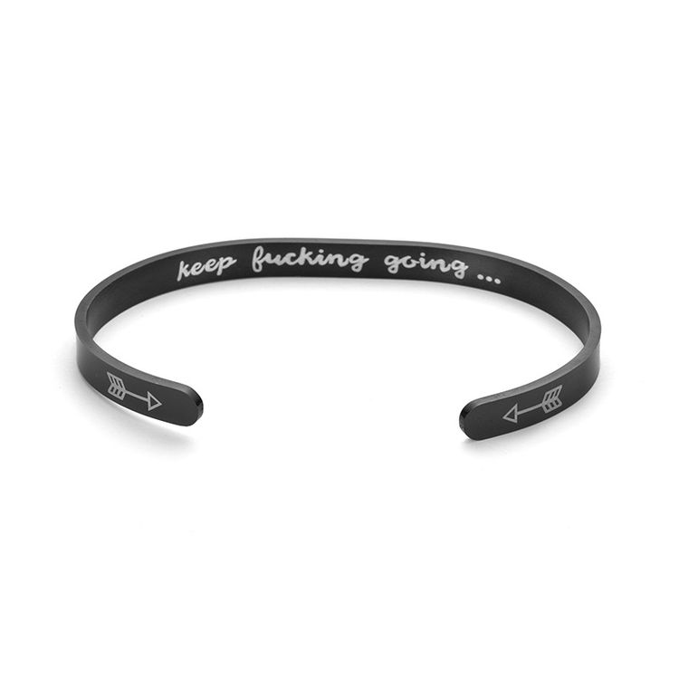 Keep Fucking Going Engraved Stainless Steel C-Shape Adjustable Bracelet | EaseWholesale