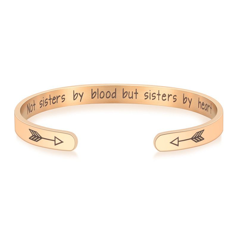Not blood but sisters by heart Engraved Stainless Steel Adjustable Bracelet | EaseWholesale 2 Not blood but sisters by heart Engraved Stainless Steel Adjustable Bracelet | EaseWholesale 2