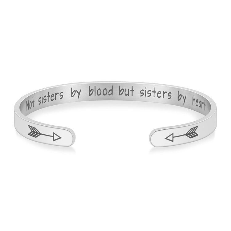 Not blood but sisters by heart Engraved Stainless Steel Adjustable Bracelet | EaseWholesale 3 Not blood but sisters by heart Engraved Stainless Steel Adjustable Bracelet | EaseWholesale 3
