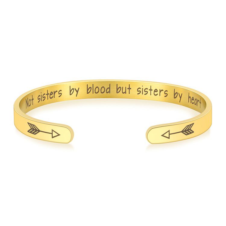 Not blood but sisters by heart Engraved Stainless Steel Adjustable Bracelet | EaseWholesale 4 Not blood but sisters by heart Engraved Stainless Steel Adjustable Bracelet | EaseWholesale 4