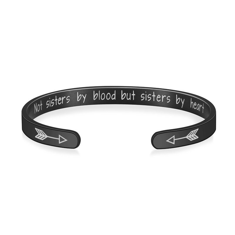 Not blood but sisters by heart Engraved Stainless Steel Adjustable Bracelet | EaseWholesale 5 Not blood but sisters by heart Engraved Stainless Steel Adjustable Bracelet | EaseWholesale 5