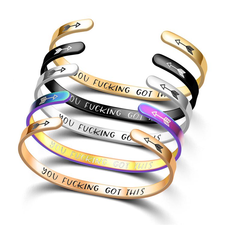 YOU FUCKING GOT THIS Engraved Stainless Steel C-Shape Adjustable Bracelet | EaseWholesale