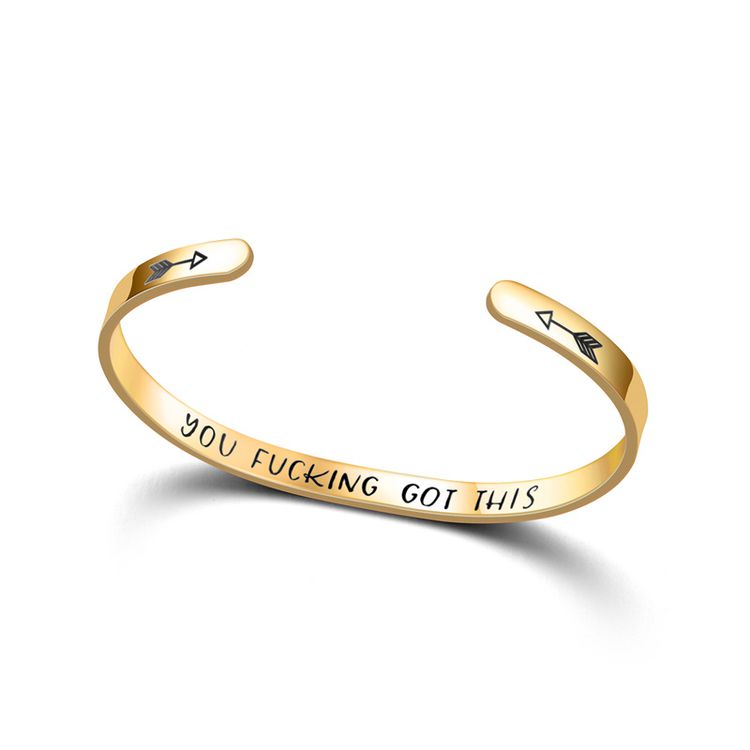YOU FUCKING GOT THIS Engraved Stainless Steel C-Shape Adjustable Bracelet | EaseWholesale
