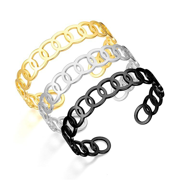 Cutout Skeleton Adjustable Circle Titanium Steel Bracelet | EaseWholesale 0 Cutout Skeleton Adjustable Circle Titanium Steel Bracelet | EaseWholesale 0
