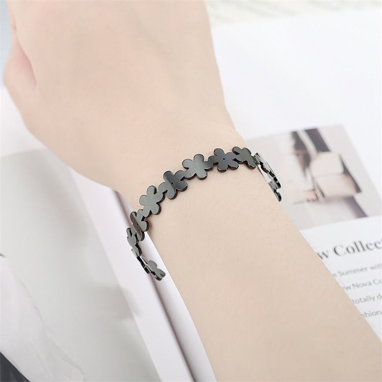 Cutout Skeleton Adjustable Flower Titanium Steel Bracelet | EaseWholesale 6 Cutout Skeleton Adjustable Flower Titanium Steel Bracelet | EaseWholesale 6