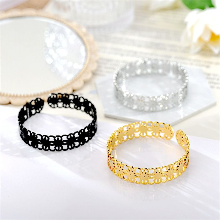 Wholesale Skeleton Adjustable Flower Titanium Steel Bracelet | EaseWholesale